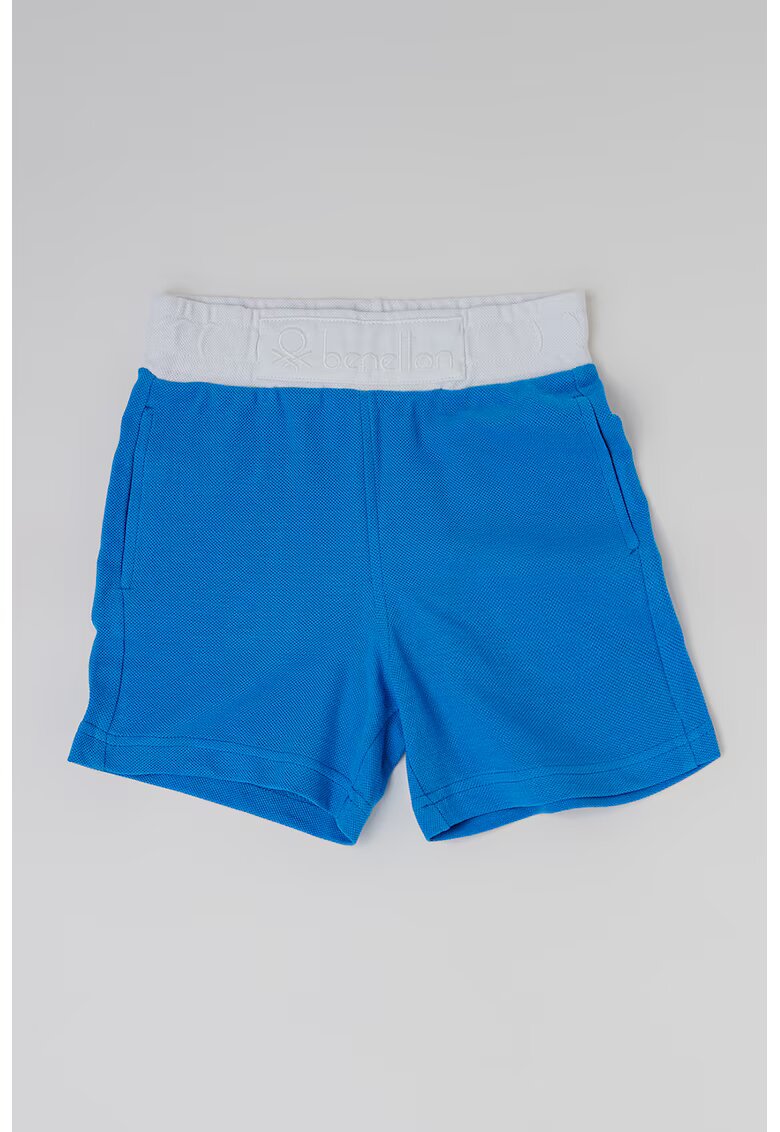 United Colors Of Benetton Pantaloni scurti de bumbac cu logo brodat - Alb/Albastru