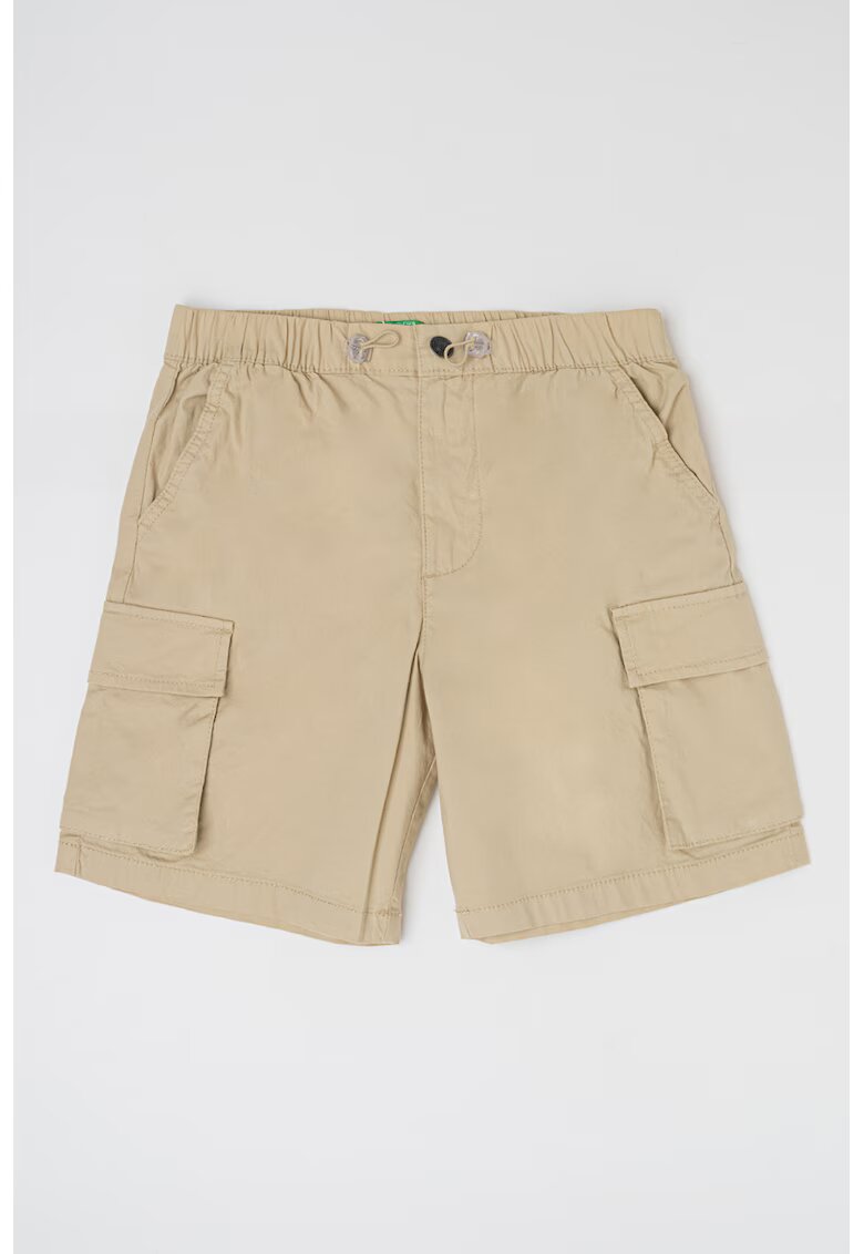 United Colors Of Benetton Pantaloni scurti de bumbac cu talie ajustabila si buzunare cu clapa - Bej