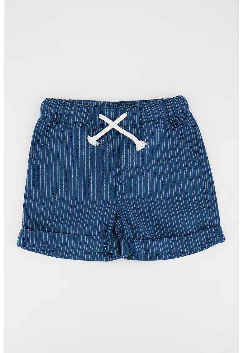 United Colors Of Benetton Pantaloni scurti din amestec de in cu talie elastica - Albastru inchis