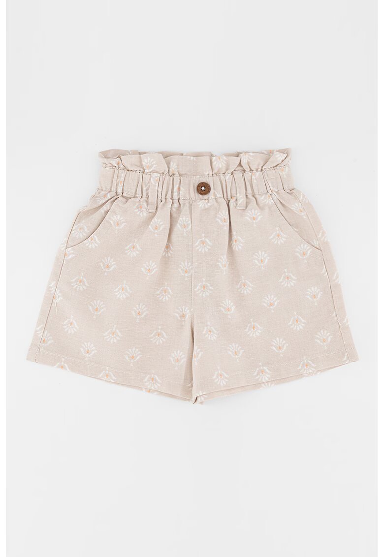 United Colors Of Benetton Pantaloni scurti din amestec de in cu talie inalta - Gri deschis