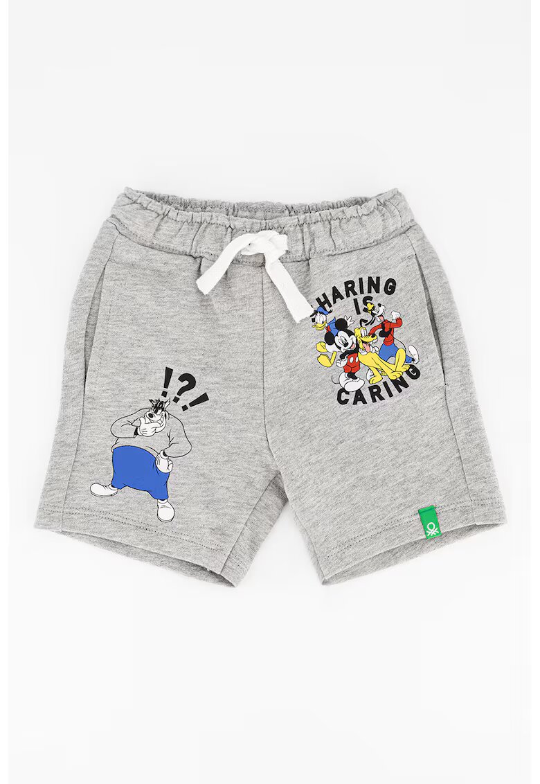 United Colors Of Benetton Pantaloni sport scurti de bumbac cu imprimeu grafic - Gri melange