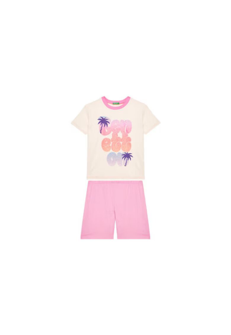 United Colors Of Benetton Pijama fete 30960P08O - Bumbac - Roz - Roz