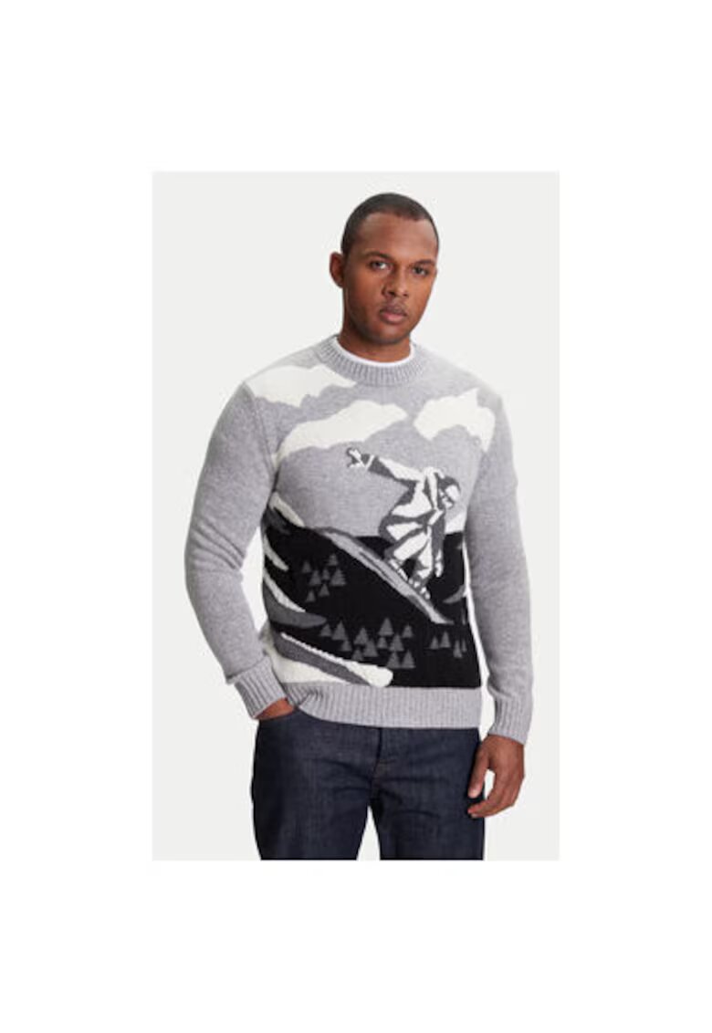 United Colors Of Benetton Pulover barbati 1244K108R - Lana/Nylon - Gri - Gri
