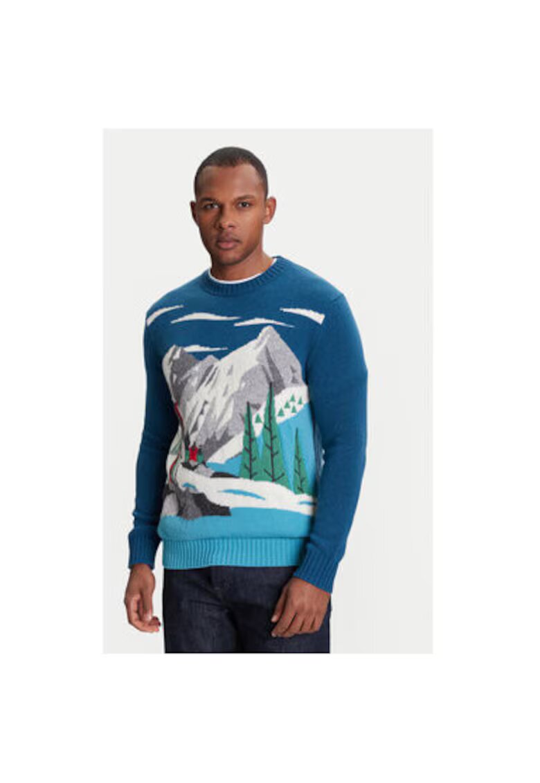 United Colors Of Benetton Pulover barbati 1244K108S - Lana/Nylon - S INTL - Bleumarin