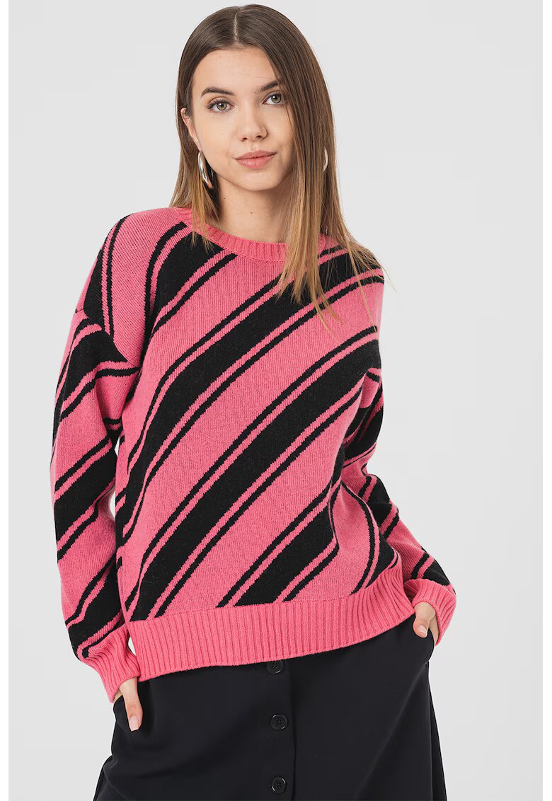 United Colors Of Benetton Pulover in dungi din amestec de lana - Negru/Roz