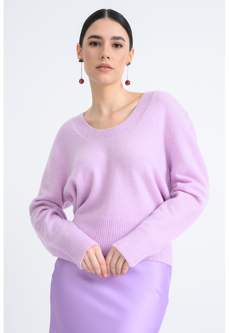 United Colors Of Benetton Pulover lejer cu decolteu rotund - Lila