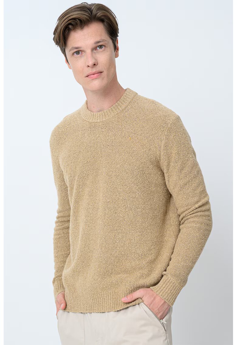 United Colors Of Benetton Pulover relaxed fit cu decolteu la baza gatului - Maro camel