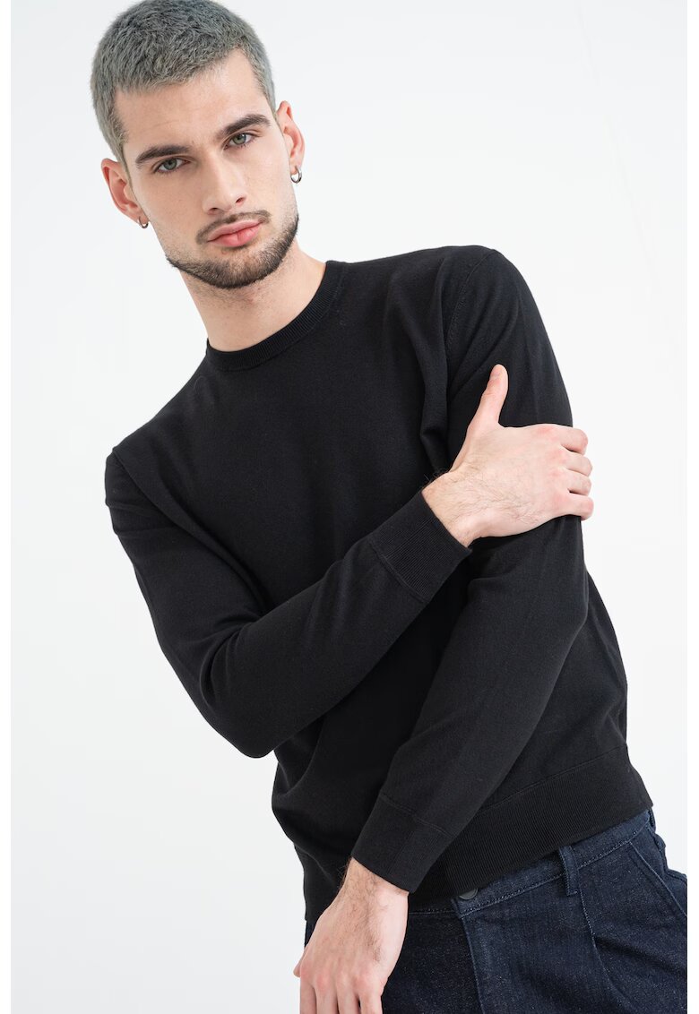United Colors Of Benetton Pulover slim fit tricotat fin - Negru