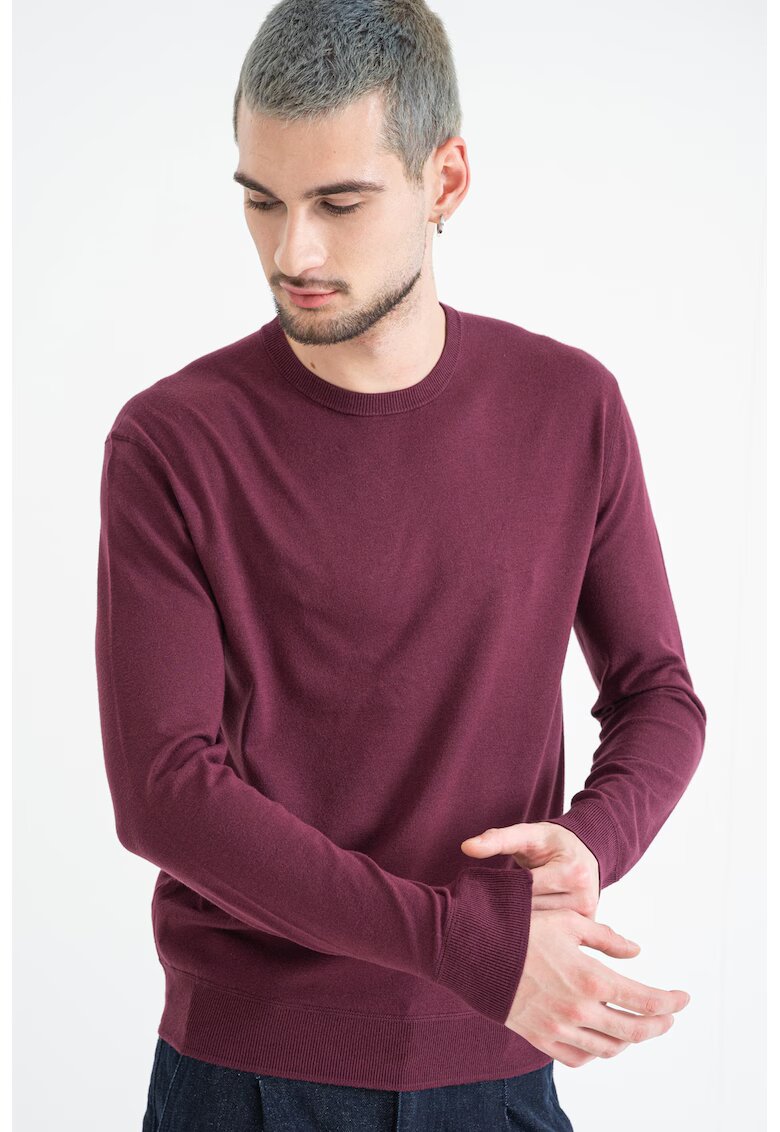 United Colors Of Benetton Pulover slim fit tricotat fin - Violet tyrian
