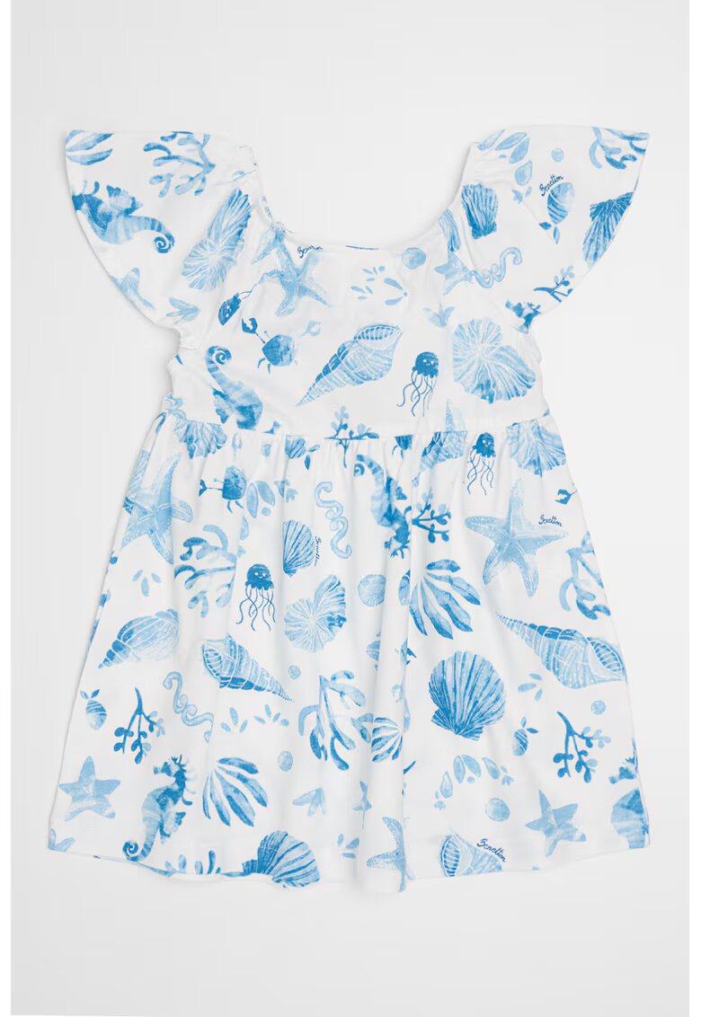United Colors Of Benetton Rochie cu imprimeu grafic - Alb/Albastru