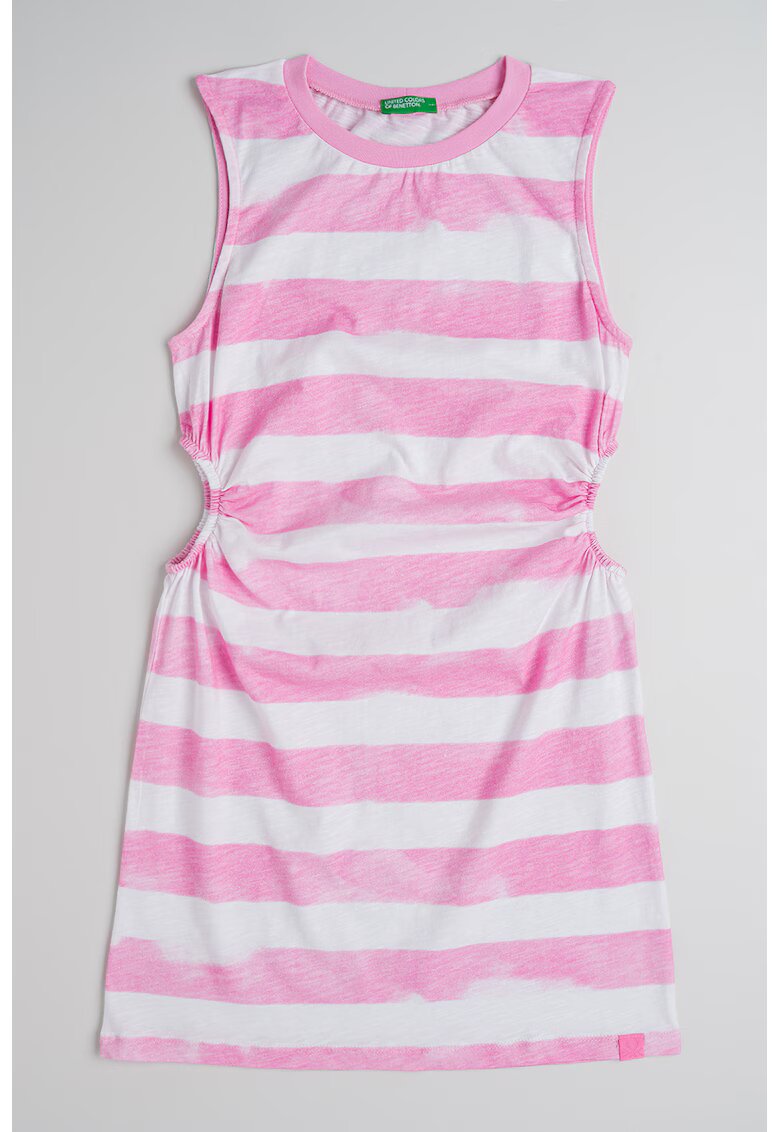 United Colors Of Benetton Rochie din bumbac cu decupaje laterale - Alb/Roz