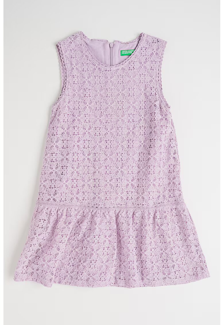 United Colors Of Benetton Rochie din dantela cu terminatie cu volane - Lila pal