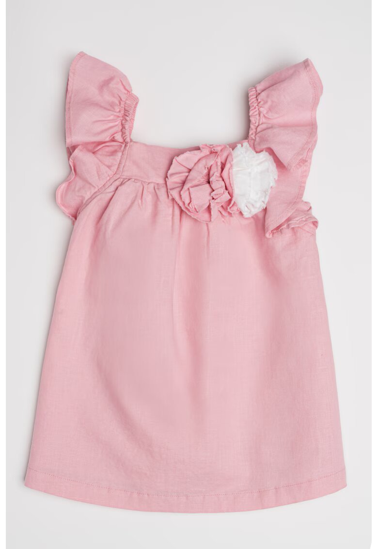 United Colors Of Benetton Rochie din in si bumbac cu croiala in A - Roz pastel