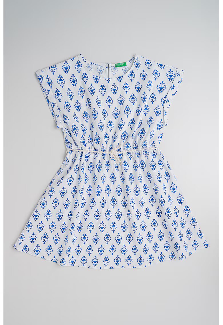 United Colors Of Benetton Rochie evazata cu imprimeu - Alb/Bleumarin