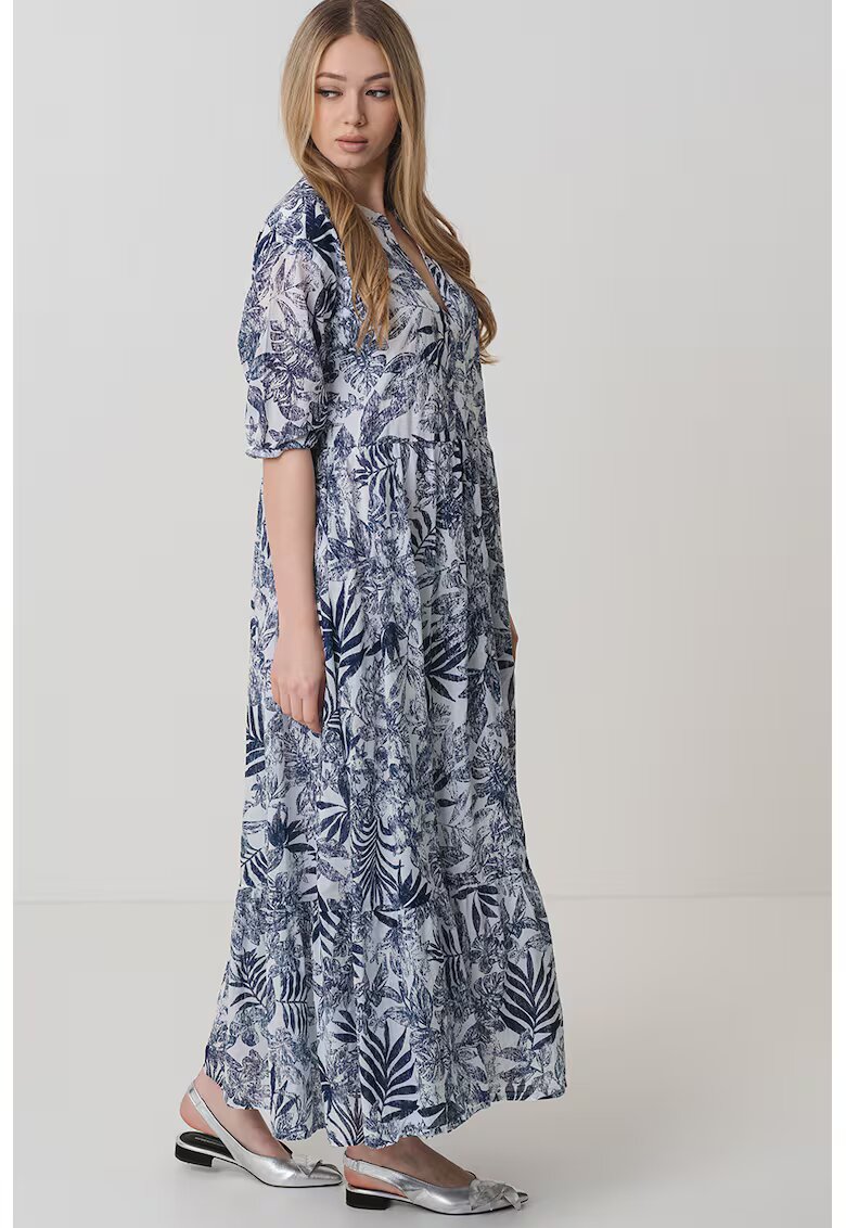 United Colors Of Benetton Rochie lejera cu imprimeu floral - Alb/Albastru ultramarin