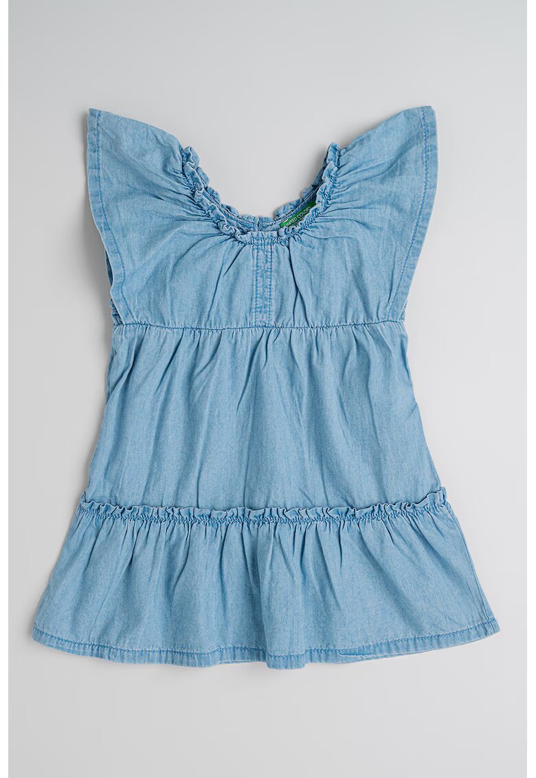 United Colors Of Benetton Rochie stratificata din material chambray - Albastru prafuit