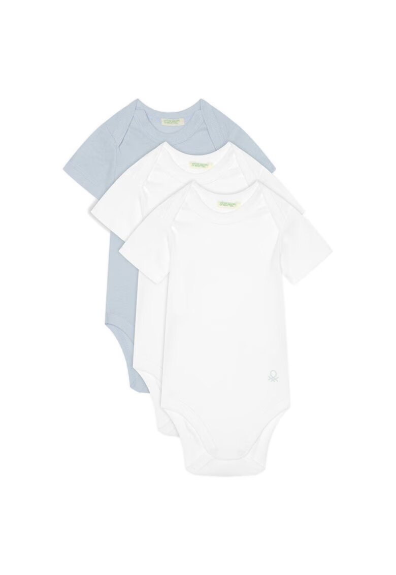 United Colors Of Benetton Set 3 Body-uri copii - Albastru - 100% bumbac