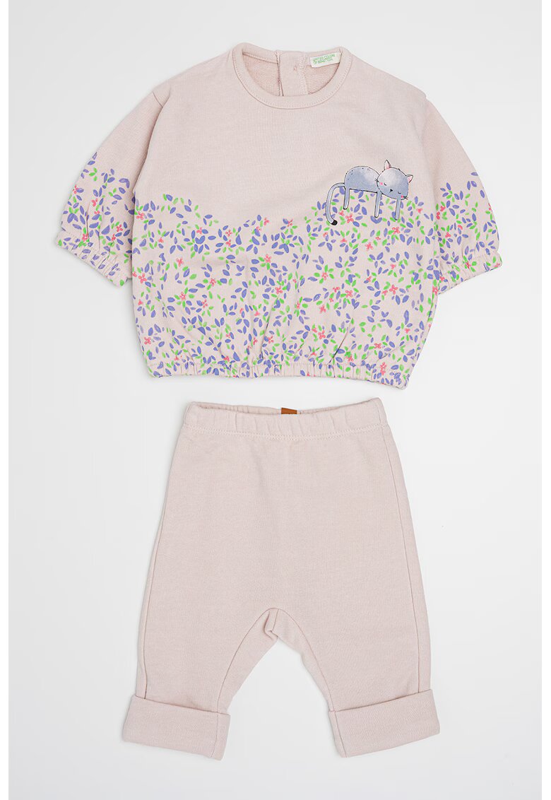 United Colors Of Benetton Set de pantaloni si bluza de trening - Violet/Roz deschis