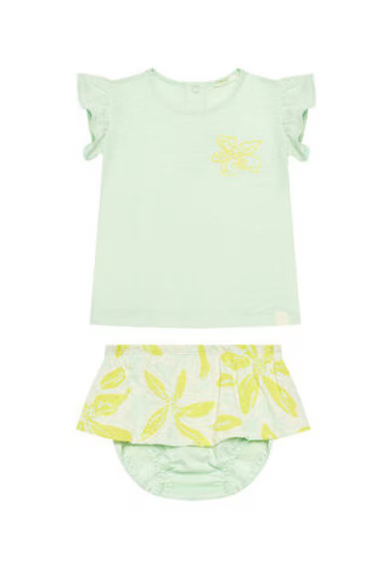 United Colors Of Benetton Set tricou si pantaloni scurti fete 3O7SAK015 - Bumbac - Verde
