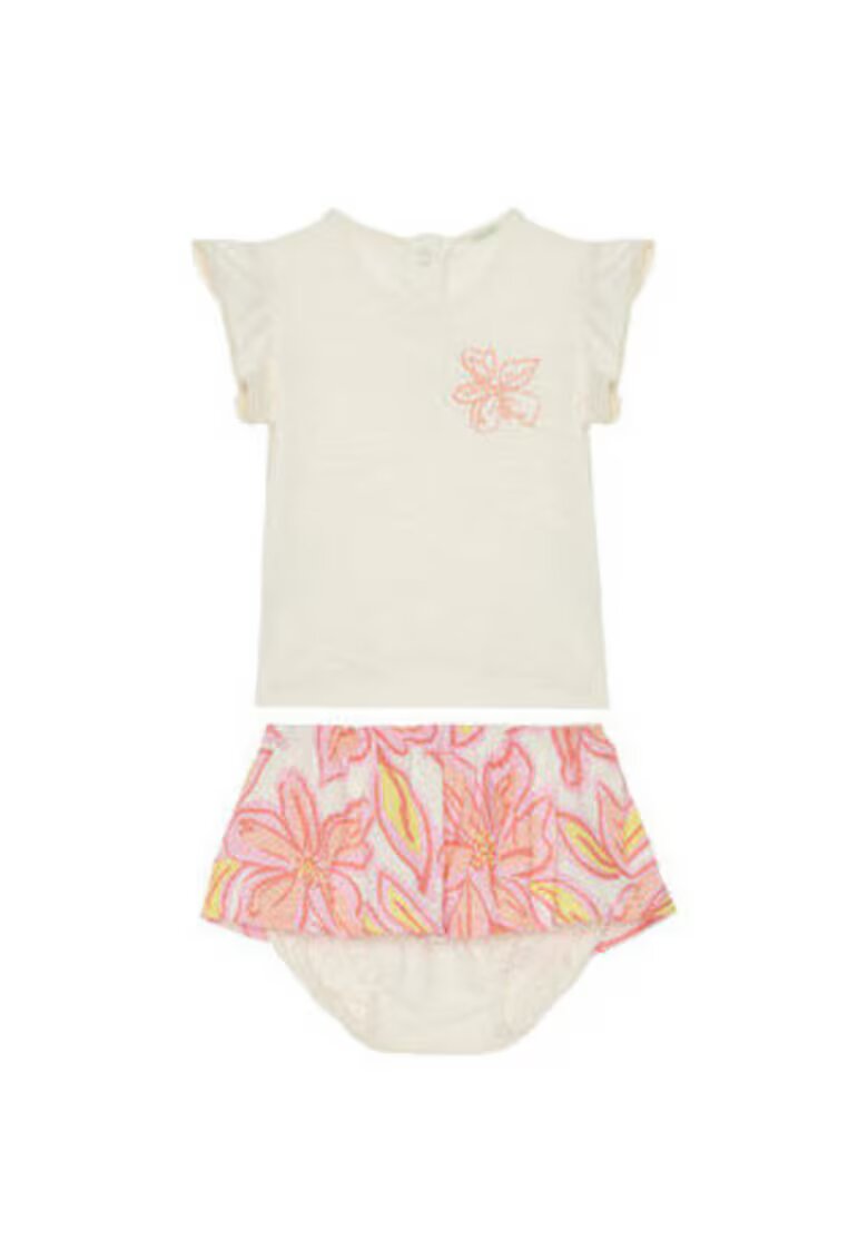 United Colors Of Benetton Set tricou si pantaloni scurti fete 3O7SAK015 - Verde