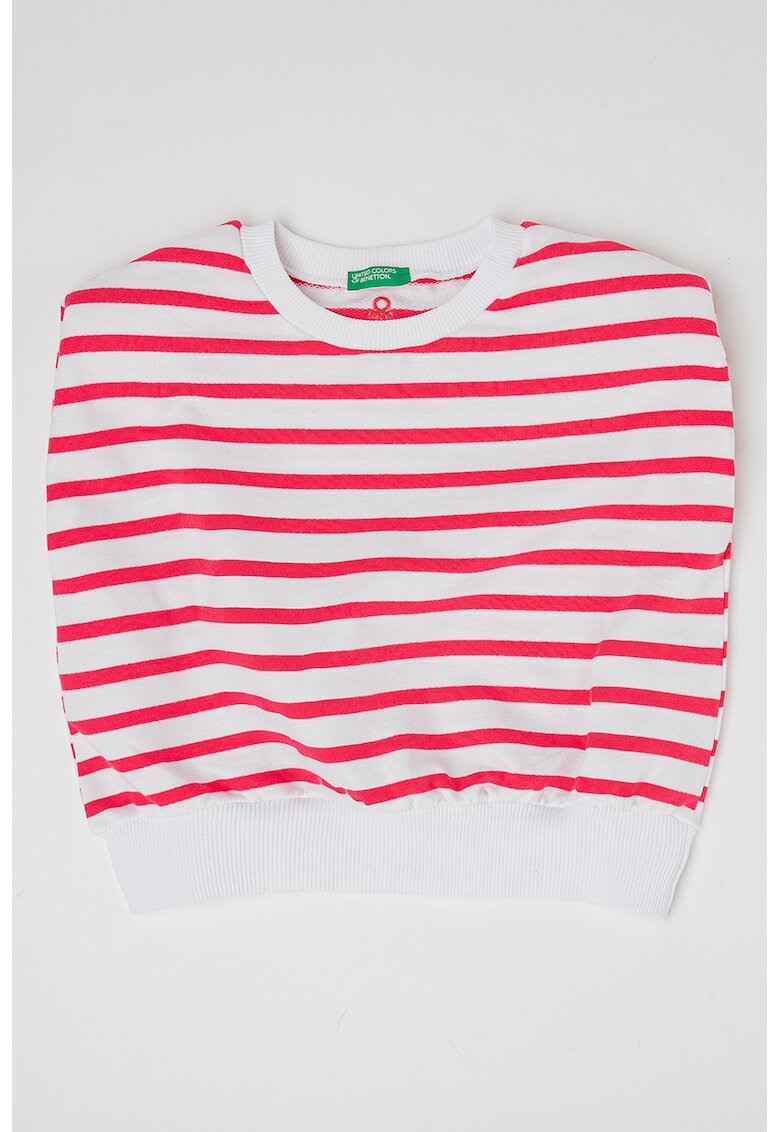 United Colors Of Benetton Top cu model in dungi si bureti pe umeri - Alb/Roz zmeuriu