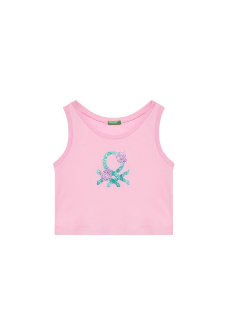 United Colors Of Benetton Top pentru fete 3I1XCH01Z - Bumbac organic - Roz - Roz