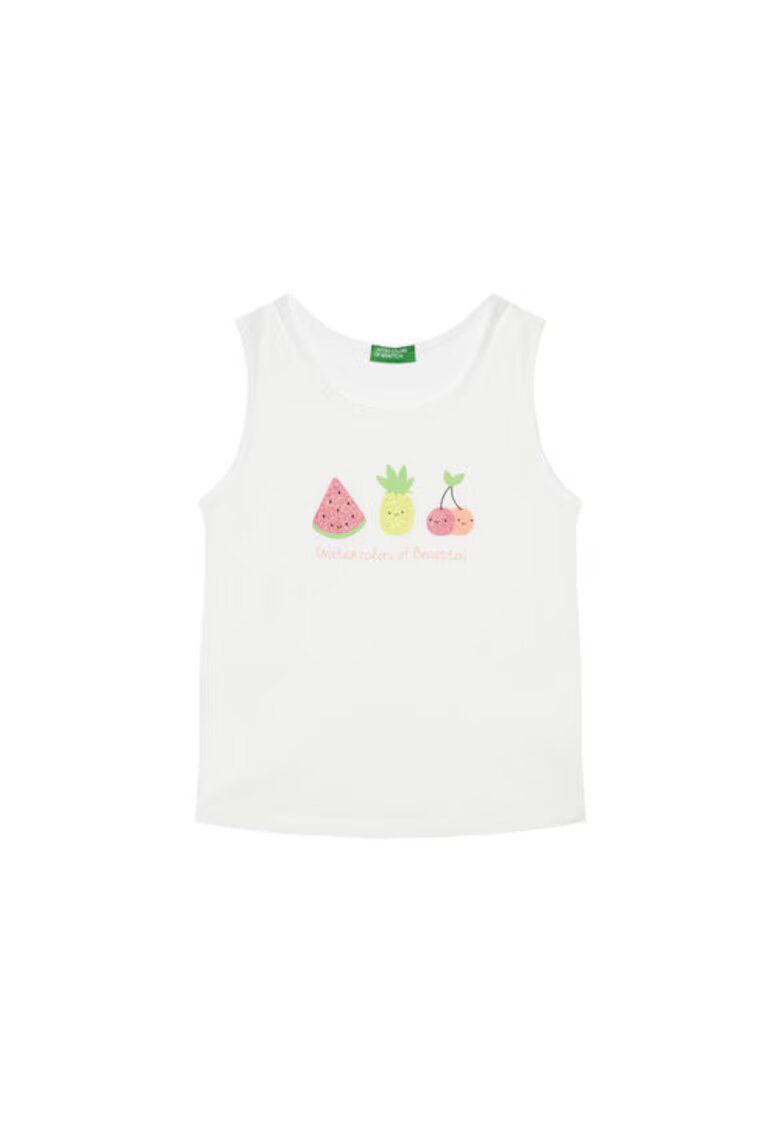 United Colors Of Benetton Top pentru fete 3I1XGH012 - Bumbac - Alb - Alb