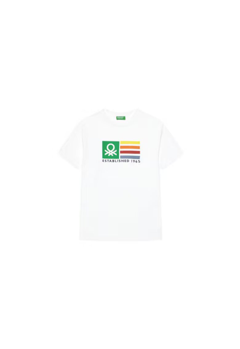 United Colors Of Benetton Tricou baieti 3I1XC10N3 - Bumbac organic - Alb - Alb
