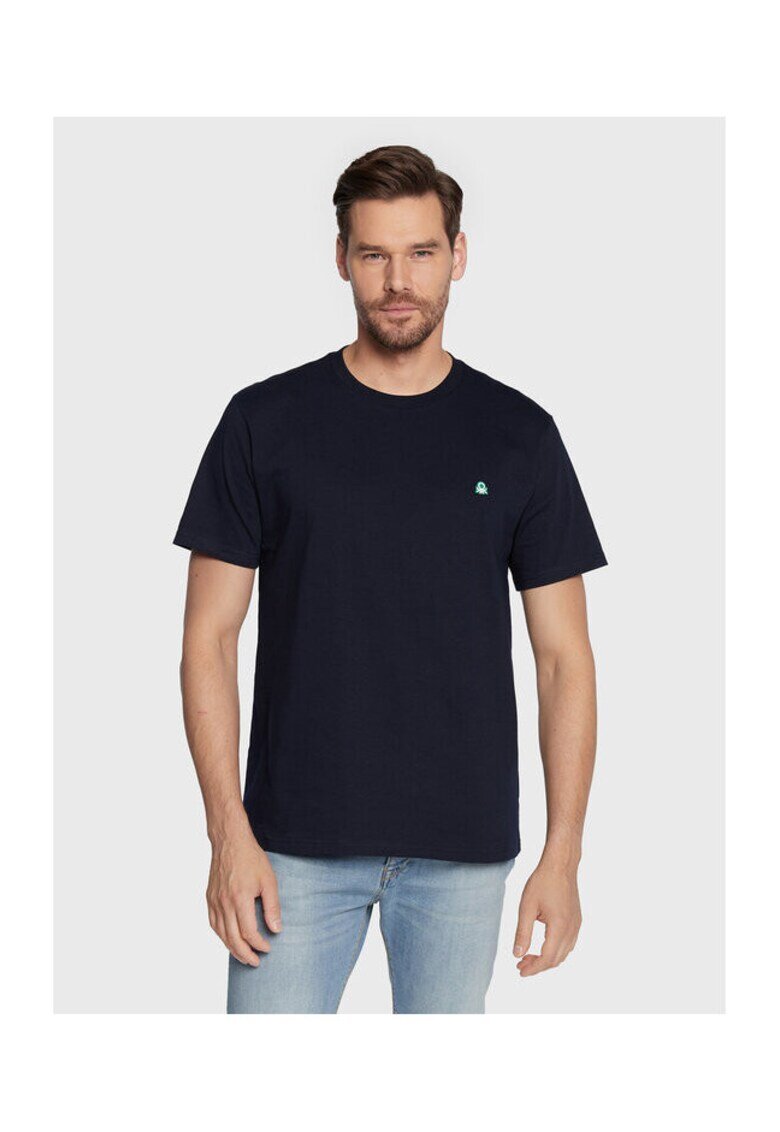 United Colors Of Benetton Tricou barbati 3MI5J1AF7 - Bumbac organic - XS INTL - Bleumarin
