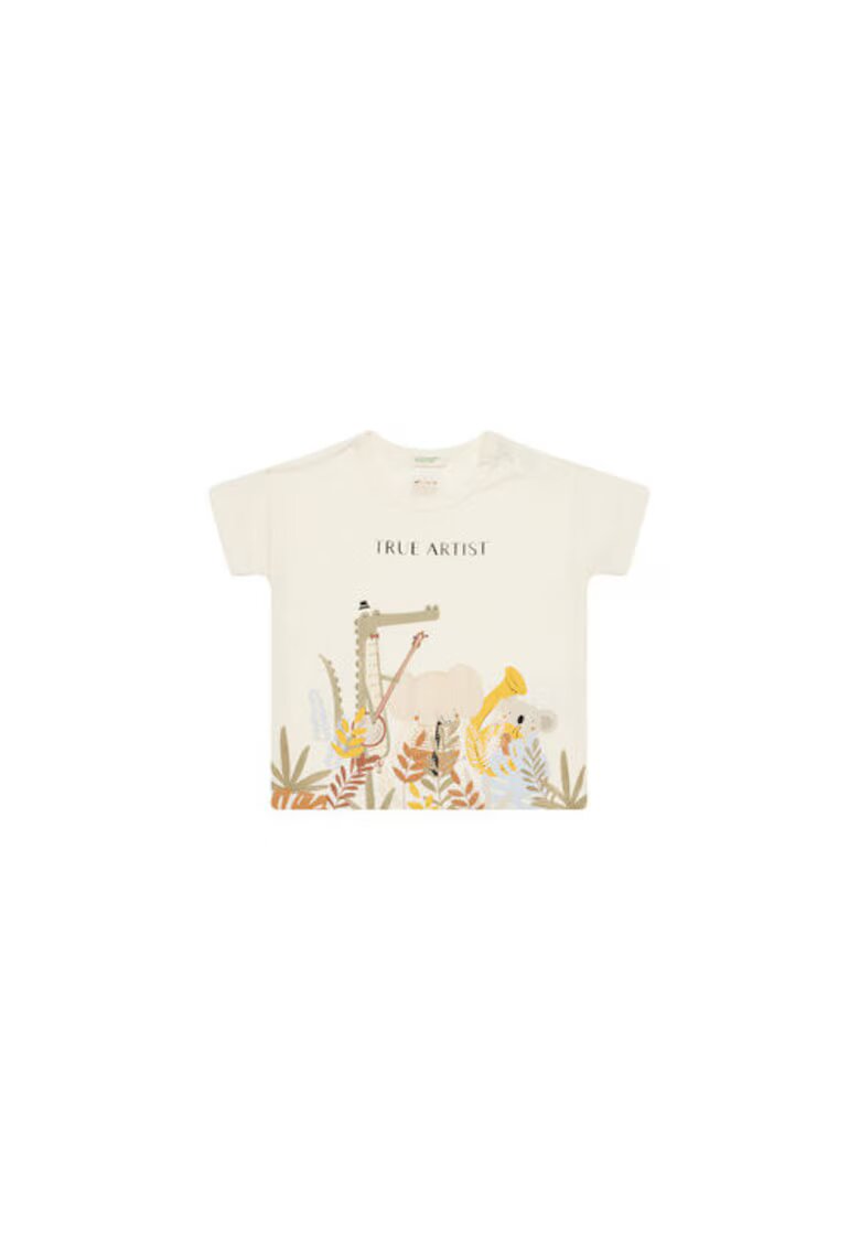 United Colors Of Benetton Tricou copii 3I1XA105R - Bumbac organic - Bej - Bej