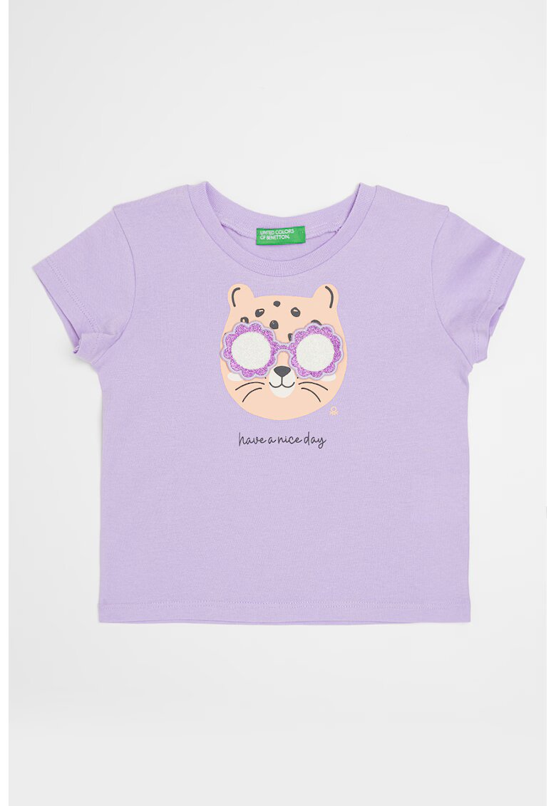United Colors Of Benetton Tricou cu aplicatii stralucitoare - Portocaliu/Lila
