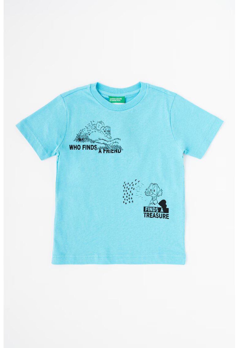 United Colors Of Benetton Tricou cu imprimeu cu desene - Albastru aquamarin