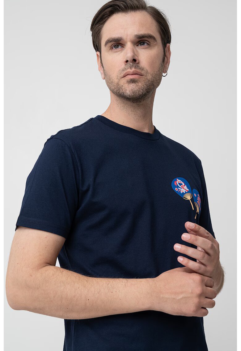 United Colors Of Benetton Tricou cu imprimeu grafic - Bej/Albastru royal/Bleumarin