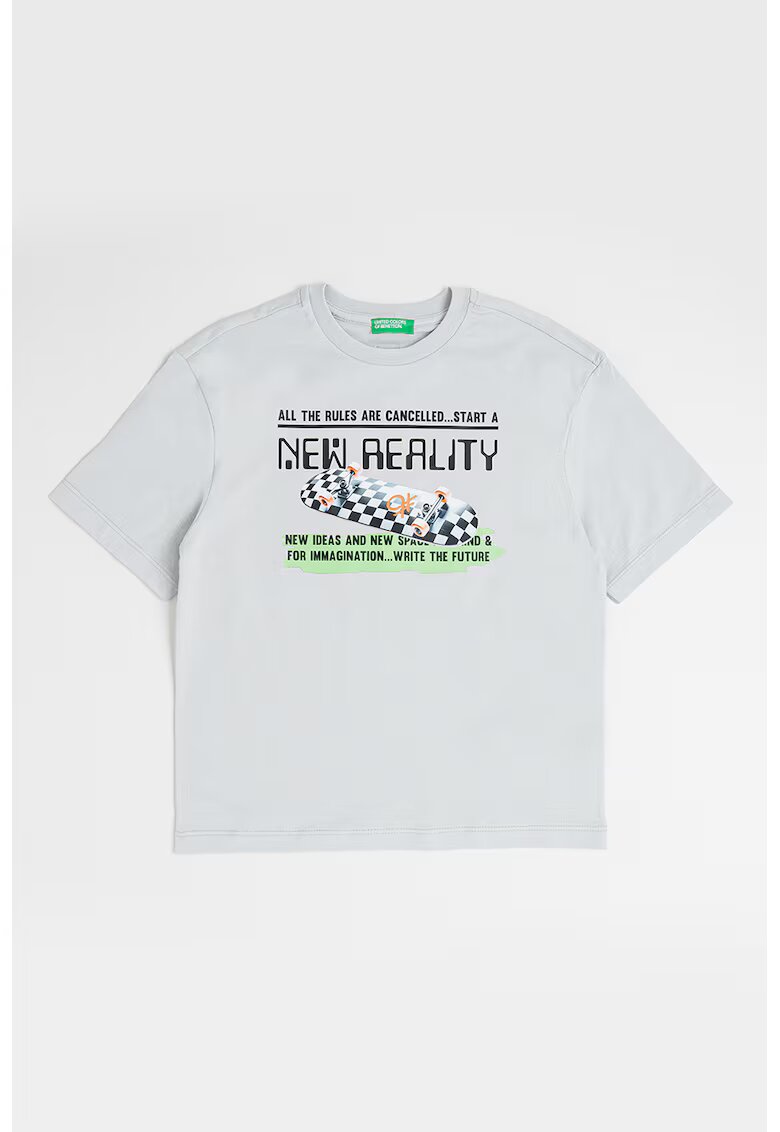 United Colors Of Benetton Tricou cu imprimeu grafic - Negru/Gri deschis