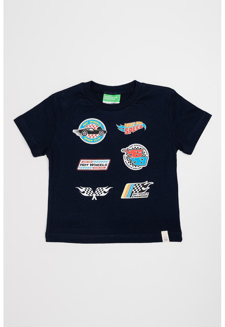 United Colors Of Benetton Tricou cu imprimeu Hot Wheels - Alb/Portocaliu/Albastru ultramarin