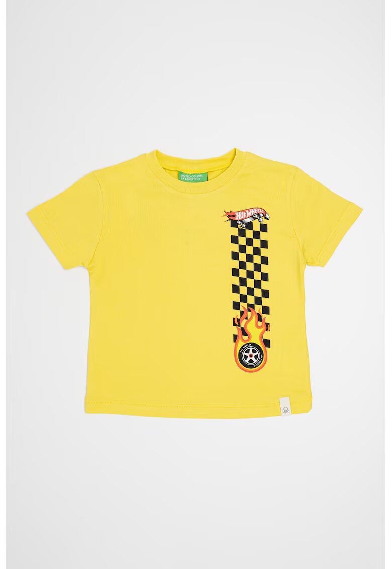 United Colors Of Benetton Tricou cu imprimeu Hot Wheels - Negru/Galben
