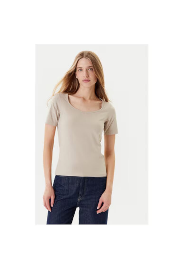 United Colors Of Benetton Tricou dama 3FJHD401P - Bumbac - Bej - Bej