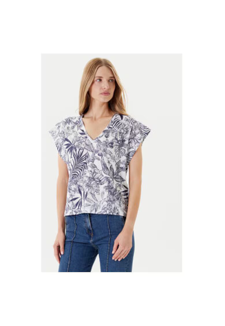 United Colors Of Benetton Tricou dama 3SEBD10AE - Bumbac - Albastru - Albastru