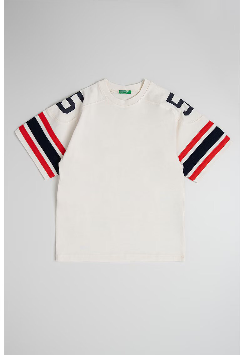 United Colors Of Benetton Tricou de bumbac cu imprimeu text - Rosu/Albastru ultramarin/Galben pal