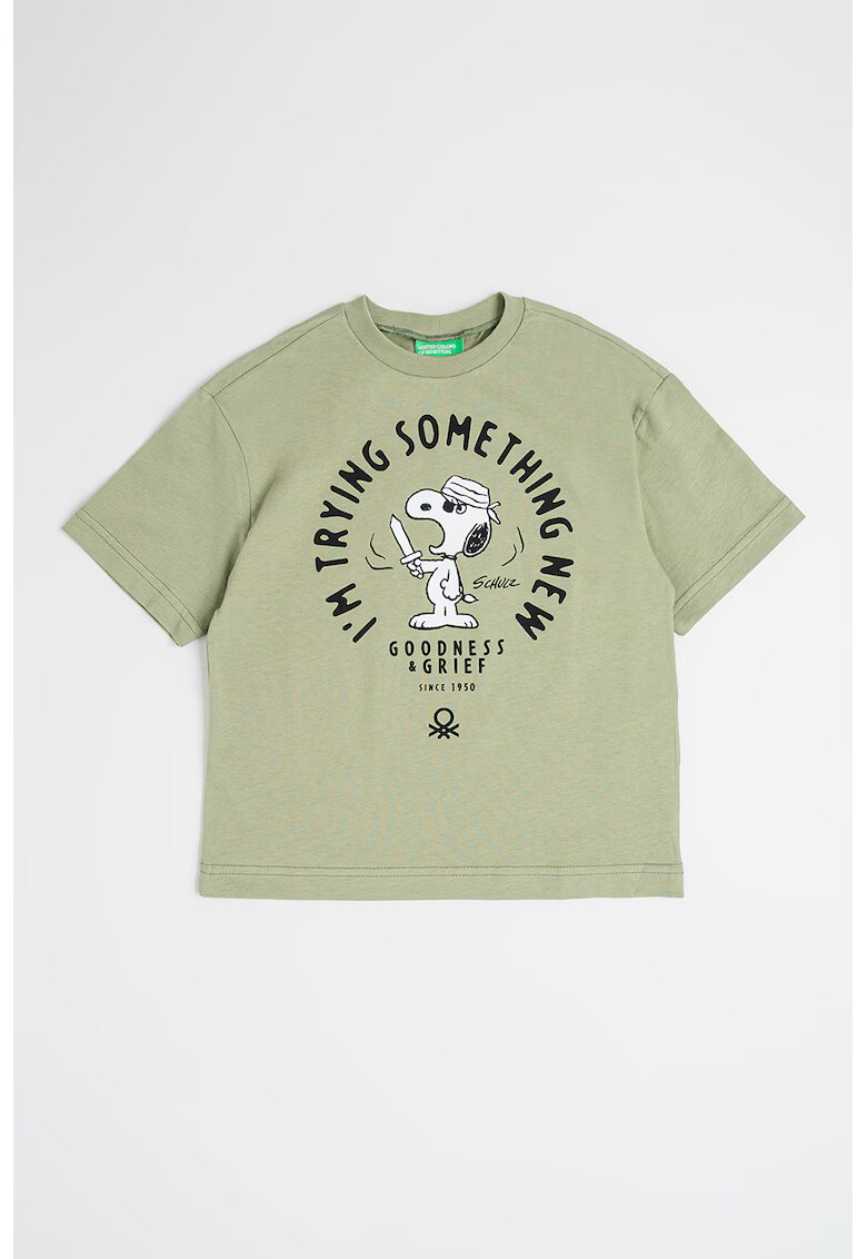 United Colors Of Benetton Tricou de bumbac cu imprimeu - Verde fistic