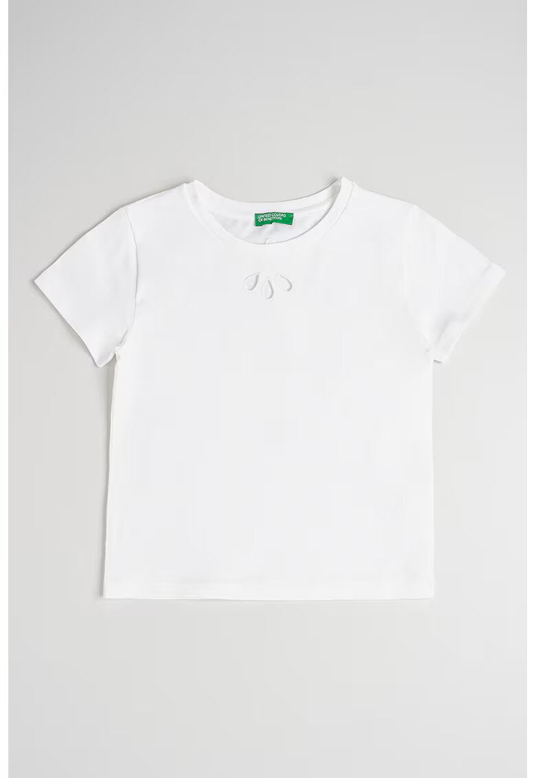 United Colors Of Benetton Tricou din amestec de bumbac cu detalii brodate - Alb optic