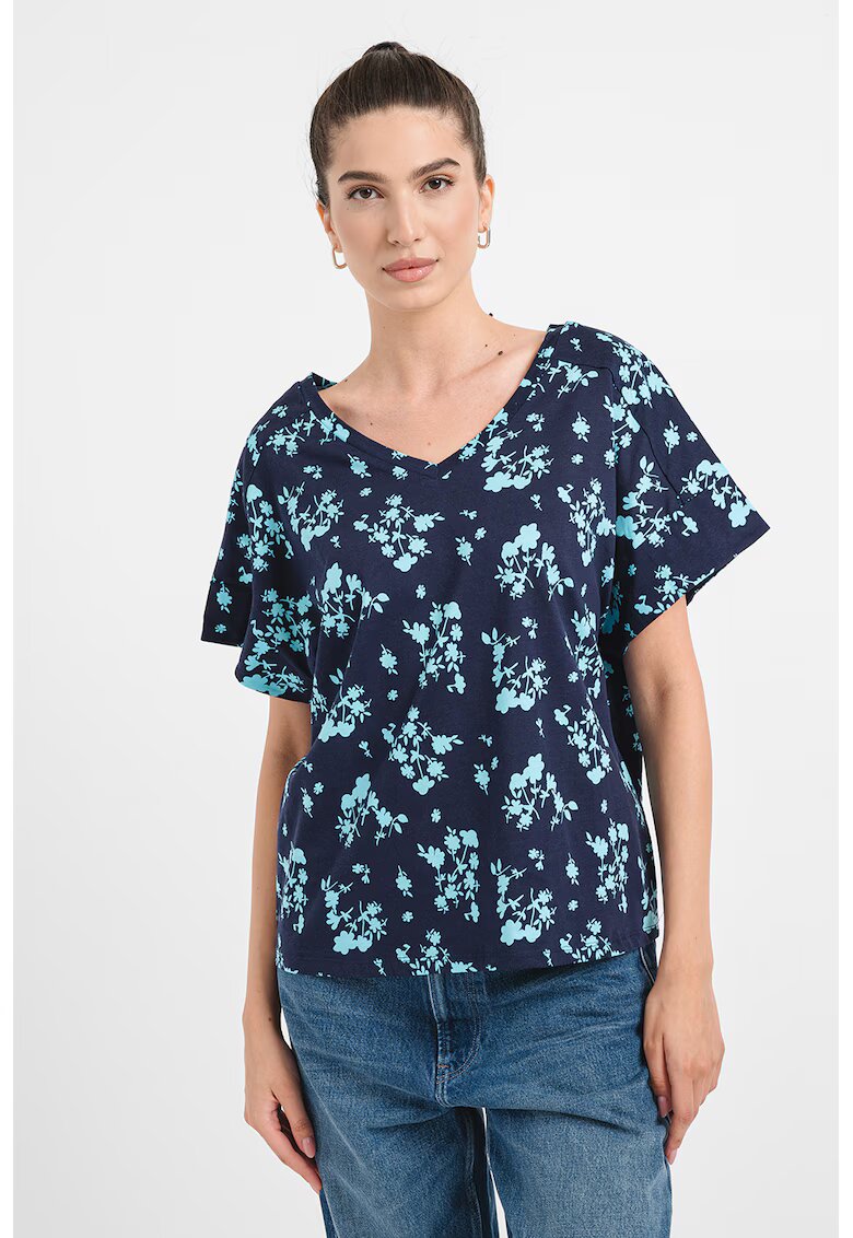 United Colors Of Benetton Tricou lejer cu imprimeu floral - Bleumarin
