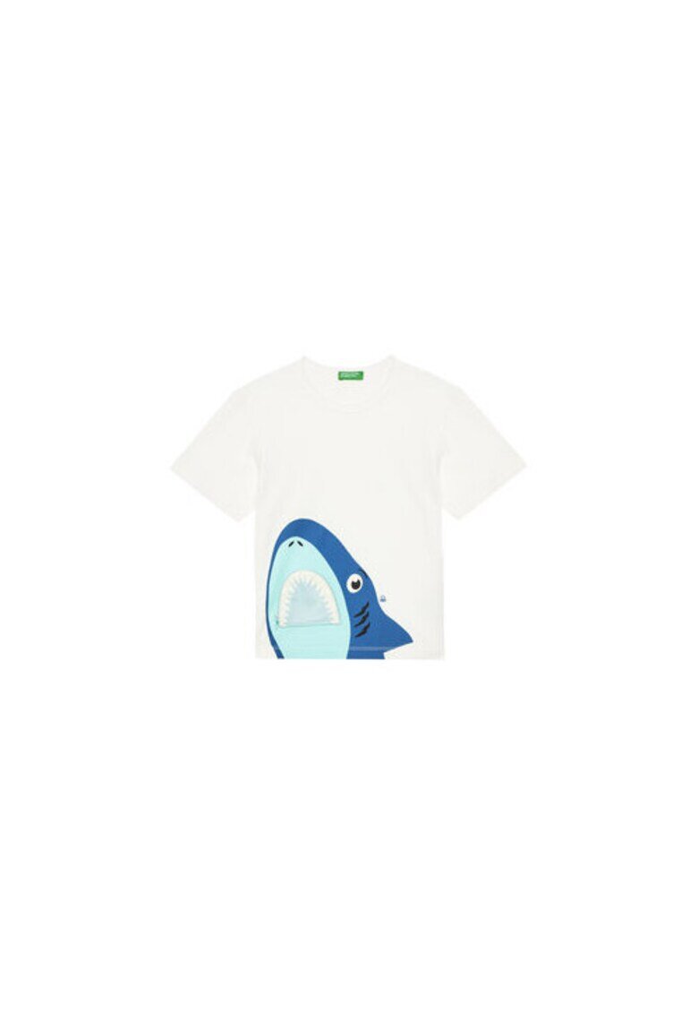 United Colors Of Benetton Tricou pentru baieti 3I1XG10JL - Bumbac organic - Ecru - Ecru
