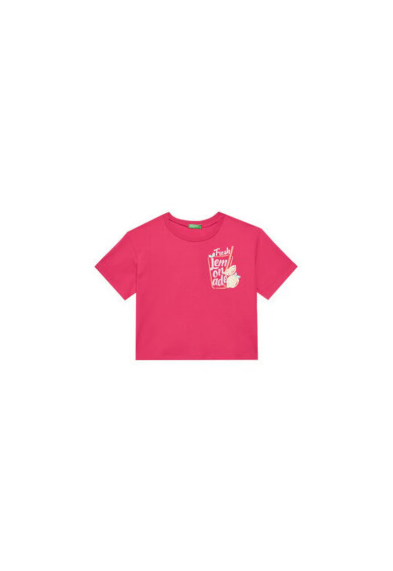 United Colors Of Benetton Tricou pentru fete 35RYC10OZ - Bumbac organic - Roz - Roz