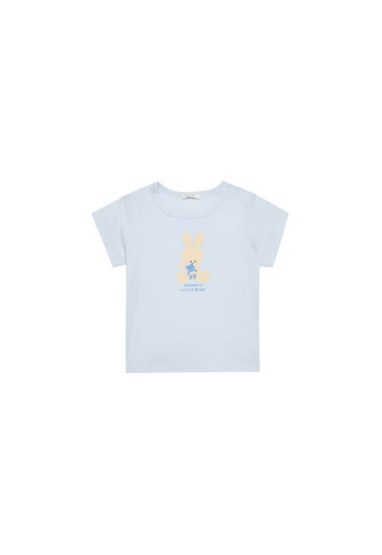 United Colors Of Benetton Tricou pentru fete 3I1XA1067 - Bumbac organic - Albastru - Albastru