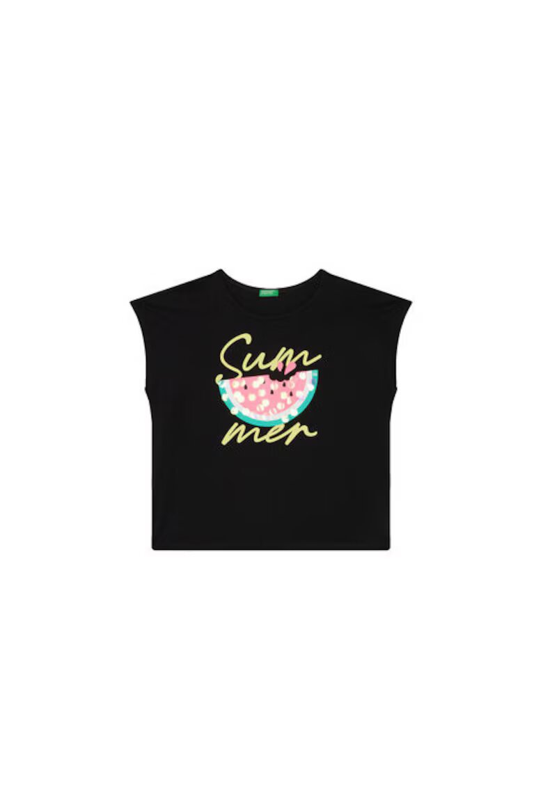 United Colors Of Benetton Tricou pentru fete 3I1XC10P0 - Bumbac organic - Negru - Negru