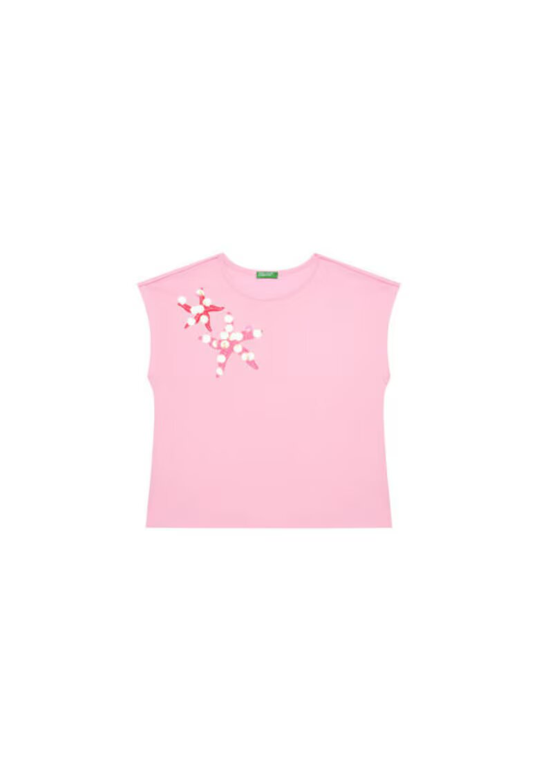 United Colors Of Benetton Tricou pentru fete 3I1XC10P0 - Bumbac organic - Roz - Roz