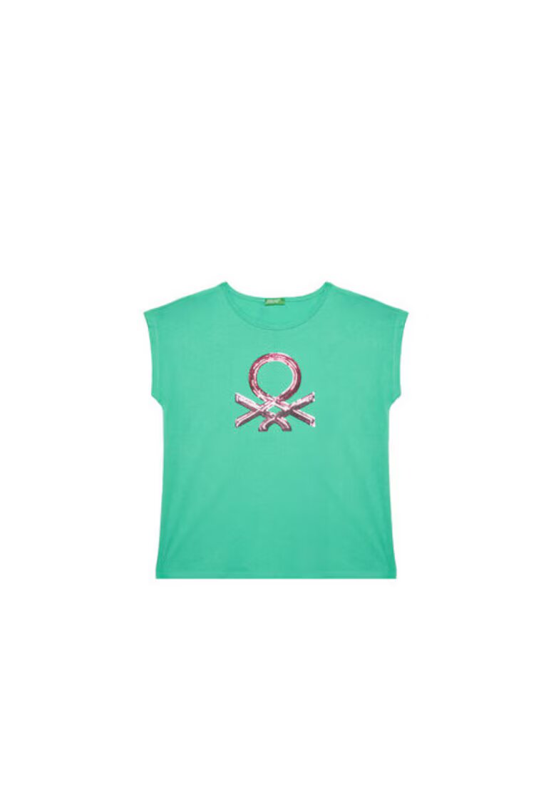 United Colors Of Benetton Tricou pentru fete 3I1XC10P1 - Bumbac organic - Verde - Verde