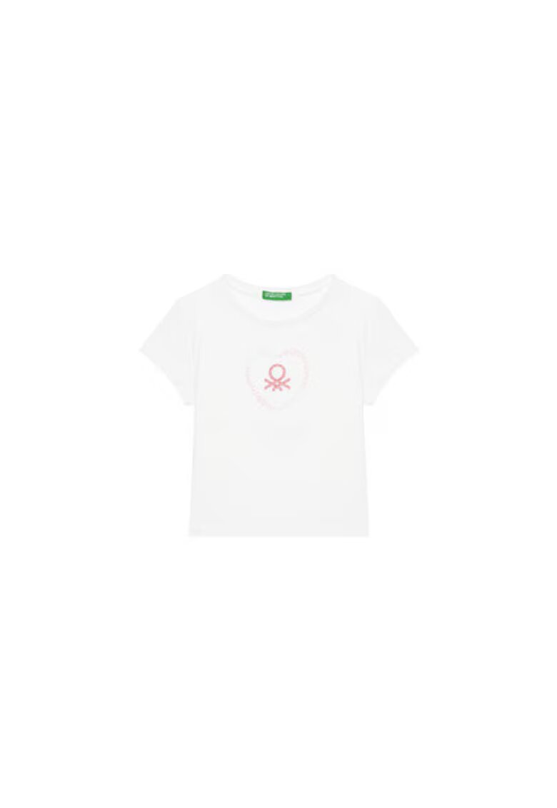 United Colors Of Benetton Tricou pentru fete 3I1XG10HU - Bumbac - Alb - Alb