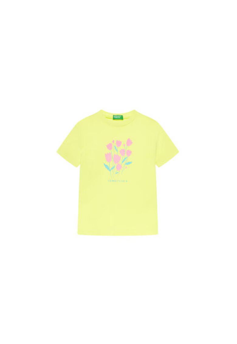United Colors Of Benetton Tricou pentru fete 3JERG10J3 - Bumbac - Galben - Galben